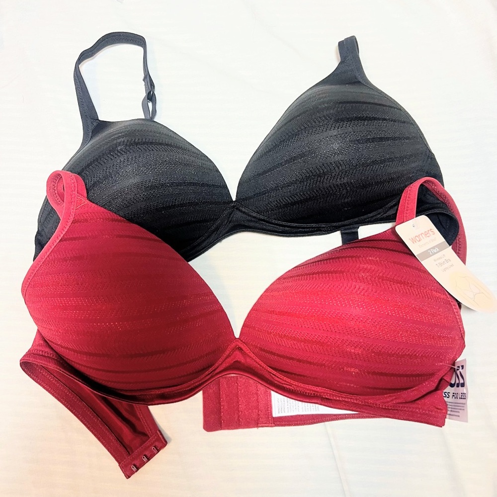 NWT 38B Warner Blissful Benefits Wireless Lift padded T-shirt Bras 2 pk RN169988